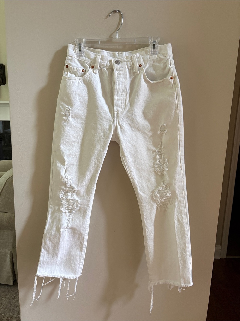 White Distressed Women’s Jeans - Classic Casual Style